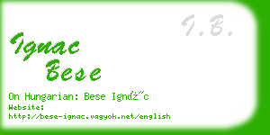 ignac bese business card